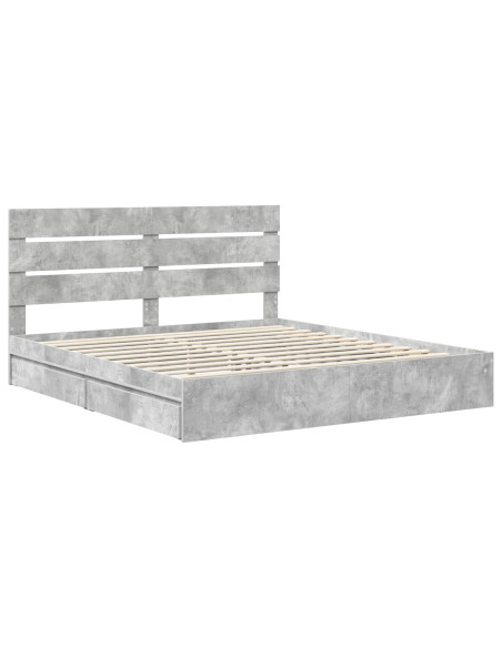 Letto con Contenitore con testiera Grigio cemento 200 x 200 cm