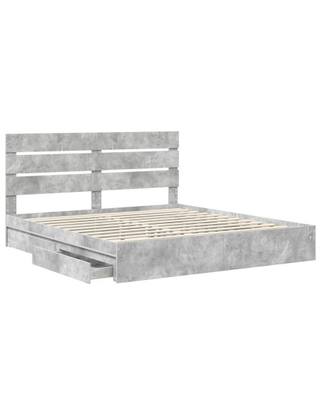 Letto con Contenitore con testiera Grigio cemento 200 x 200 cm