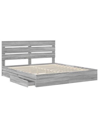 Letto con Contenitore con testiera Grigio Sonoma 200 x 200 cm