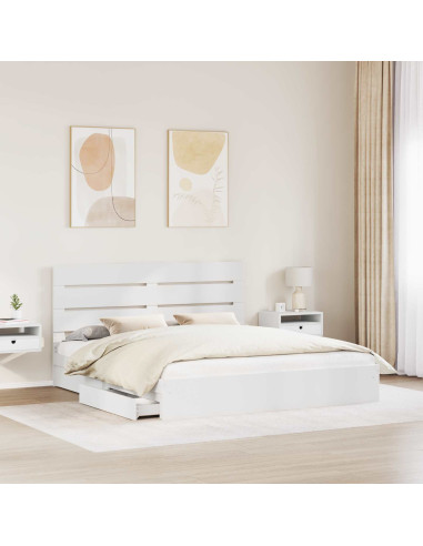 Letto con Contenitore Bianco 180 x 200 cm Legno multistrato