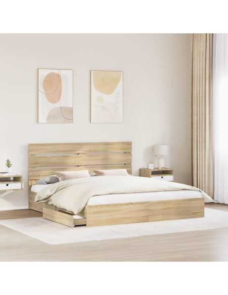 Letto con Contenitore con testiera Rovere Sonoma 180 x 200 cm