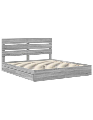 Letto con Contenitore con testiera Grigio Sonoma 180 x 200 cm