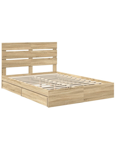 Letto con Contenitore con testiera Rovere Sonoma 160 x 200 cm