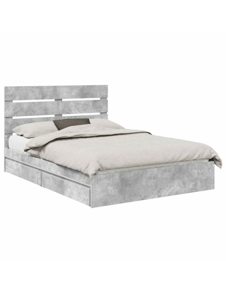 Letto con Contenitore con testiera Grigio cemento 150 x 200 cm