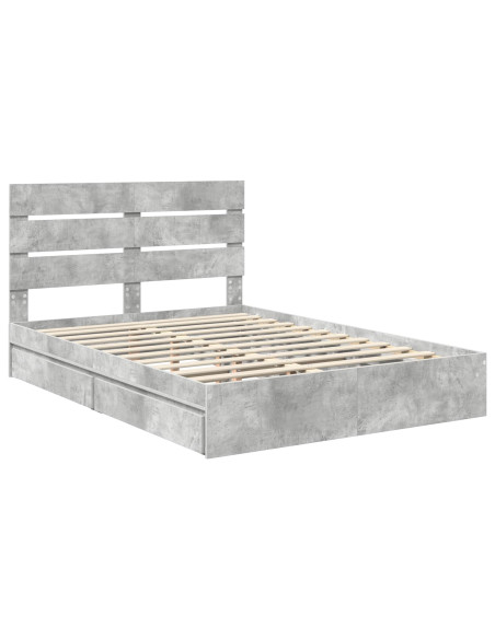 Letto con Contenitore con testiera Grigio cemento 150 x 200 cm