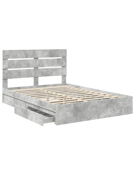 Letto con Contenitore con testiera Grigio cemento 150 x 200 cm