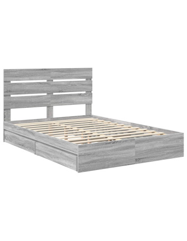 Letto con Contenitore con testiera Grigio Sonoma 140 x 200 cm