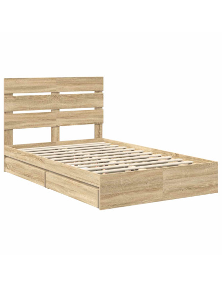Letto con Contenitore con testiera Rovere Sonoma 135 x 190 cm