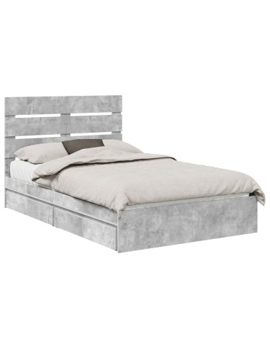 Letto con Contenitore con testiera Grigio cemento 135 x 190 cm