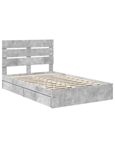 Letto con Contenitore con testiera Grigio cemento 135 x 190 cm
