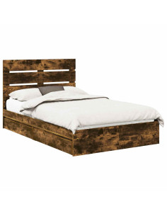 Letto con Contenitore con testiera Rovere fumé 135 x 190 cm 2