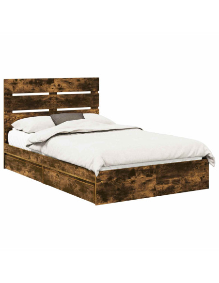Letto con Contenitore con testiera Rovere fumé 135 x 190 cm
