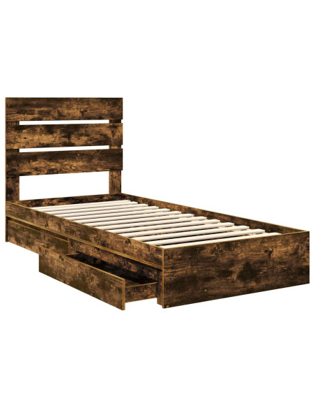 Letto con Contenitore con testiera Rovere fumé 100 x 200 cm