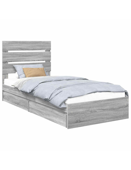 Letto con Contenitore con testiera Grigio Sonoma 100 x 200 cm