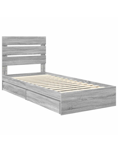 Letto con Contenitore con testiera Grigio Sonoma 90 x 200 cm