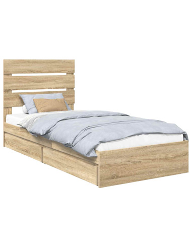 Letto con Contenitore con testiera Rovere Sonoma 90 x 190 cm