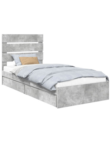 Letto con Contenitore con testiera Grigio cemento 90 x 190 cm