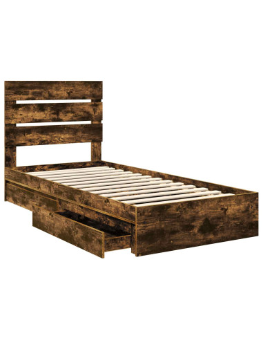Letto con Contenitore Rovere fumé 90 x 190 cm Legno multistrato