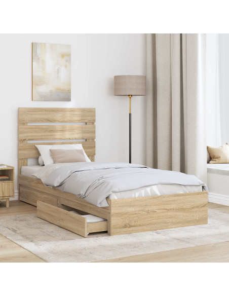 Letto con Contenitore con testiera Rovere Sonoma 70 x 190 cm