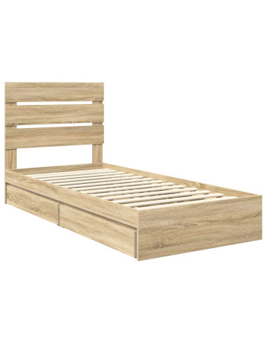 Letto con Contenitore con testiera Rovere Sonoma 70 x 190 cm