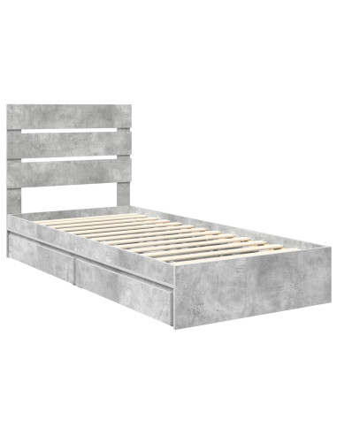 Letto con Contenitore con testiera Grigio cemento 70 x 190 cm