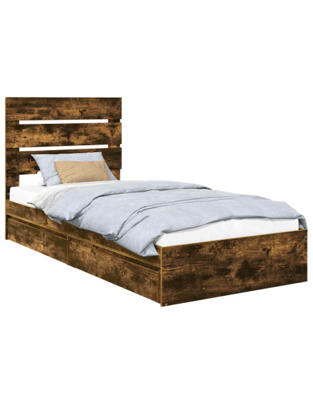 Letto con Contenitore Rovere fumé 70 x 190 cm Legno multistrato