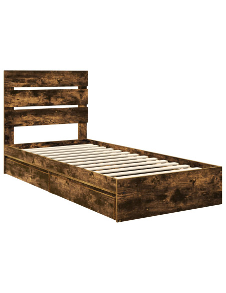 Letto con Contenitore Rovere fumé 70 x 190 cm Legno multistrato