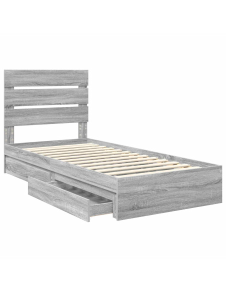 Letto con Contenitore con testiera Grigio Sonoma 70 x 190 cm