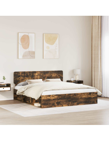 Struttura del letto Rovere fumé 200 x 200 cm Pino massello