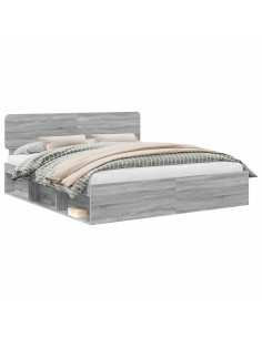 Struttura del letto Grigio Sonoma 200 x 200 cm Pino massello 2