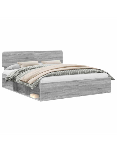 Struttura del letto Grigio Sonoma 200 x 200 cm Pino massello