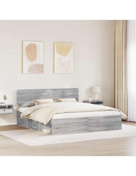 Struttura del letto Grigio Sonoma 200 x 200 cm Pino massello