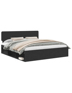 Struttura del letto Nero 180 x 200 cm Pino massello 2