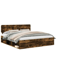 Struttura del letto Rovere fumé 180 x 200 cm Pino massello 2