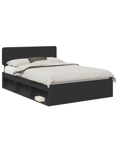 Struttura del letto Nero 160 x 200 cm Pino massello 2