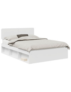 Struttura del letto Bianco 140 x 200 cm Pino massello 2