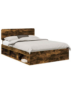 Struttura del letto Rovere fumé 140 x 200 cm Pino massello 2