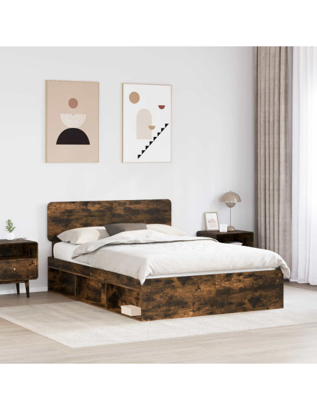 Struttura del letto Rovere fumé 140 x 200 cm Pino massello