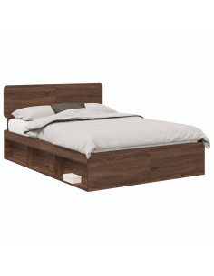 Struttura del letto Rovere Marrone 140 x 200 cm Pino massello 2