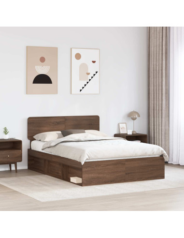 Struttura del letto Rovere Marrone 140 x 200 cm Pino massello