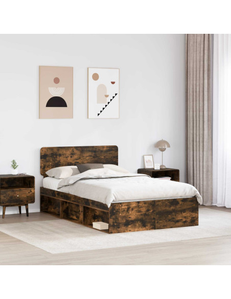 Struttura del letto Rovere fumé 120 x 200 cm Pino massello