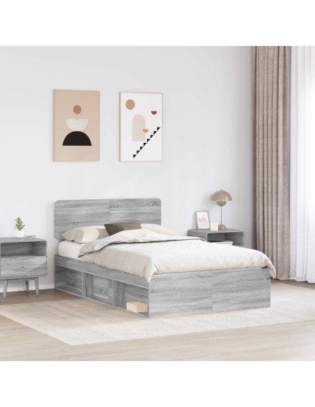 Struttura del letto Grigio Sonoma 120 x 200 cm Pino massello