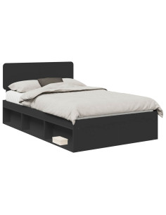 Struttura del letto Nero 120 x 190 cm Pino massello 2