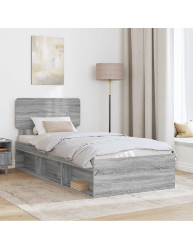 Struttura del letto Grigio Sonoma 100 x 200 cm Pino massello