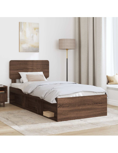 Struttura del letto Rovere Marrone 90 x 200 cm Pino massello