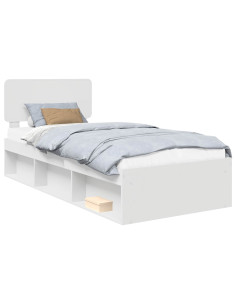 Struttura del letto Bianco 90 x 190 cm Pino massello 2