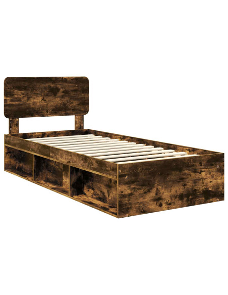 Struttura del letto Rovere fumé 75 x 190 cm Pino massello