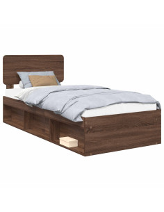 Struttura del letto Rovere Marrone 75 x 190 cm Pino massello 2