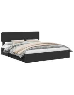 Letto con Contenitore Nero 200 x 200 cm Legno multistrato 2