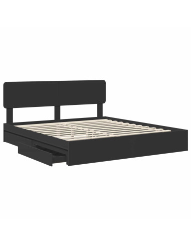 Letto con Contenitore Nero 200 x 200 cm Legno multistrato
